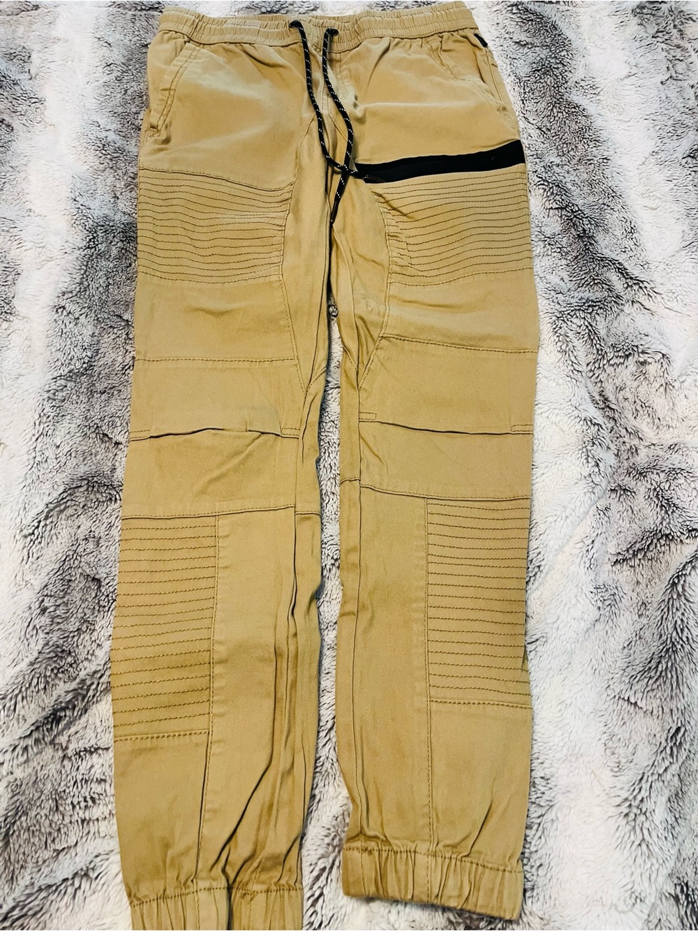 Ring of Fire Khaki Jogger Pants with Ribbed Knee Panels